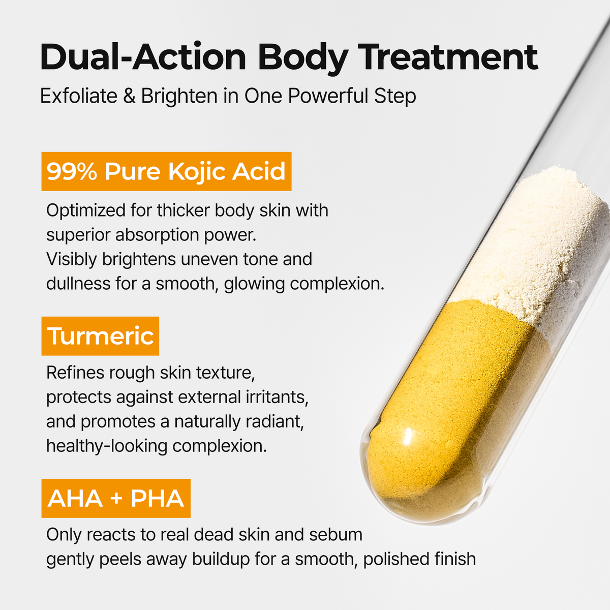 Dual-action body treatment — exfoliate and brighten in one step